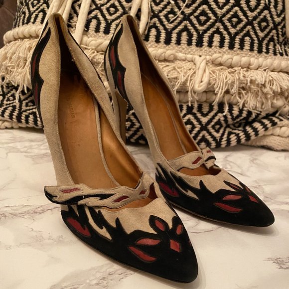 ISABEL MARANT Shoes KYLIE Défilé Ecru & Pink Suede Leather, Sz FR 39 - Picture 1 of 9